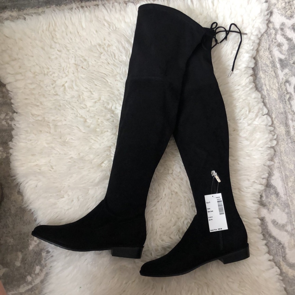 MARC FISHER 8” Calf Black Flat Over the Knee Boots